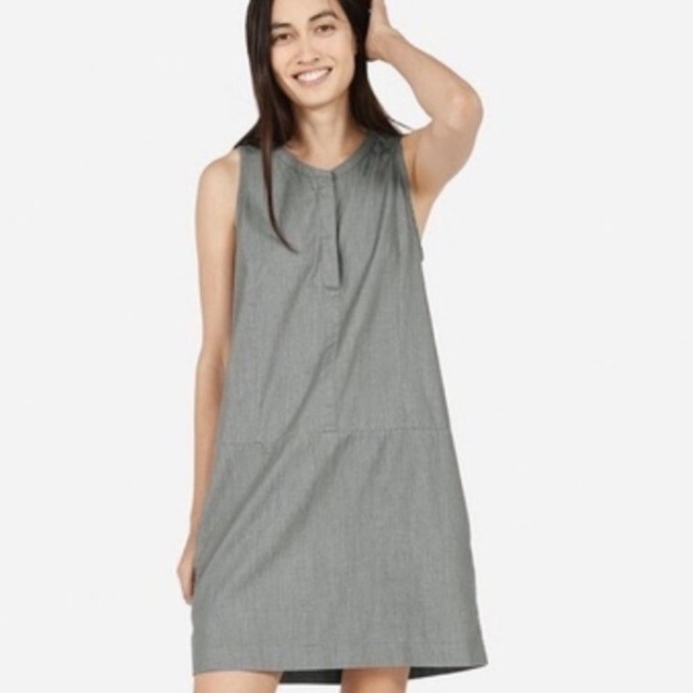 Sleeveless Everlane chambray dress in stone-  XS